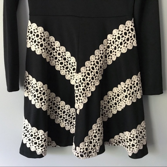 Judith March Cream Black Embroider Fit Flare Dress - Picture 2 of 6